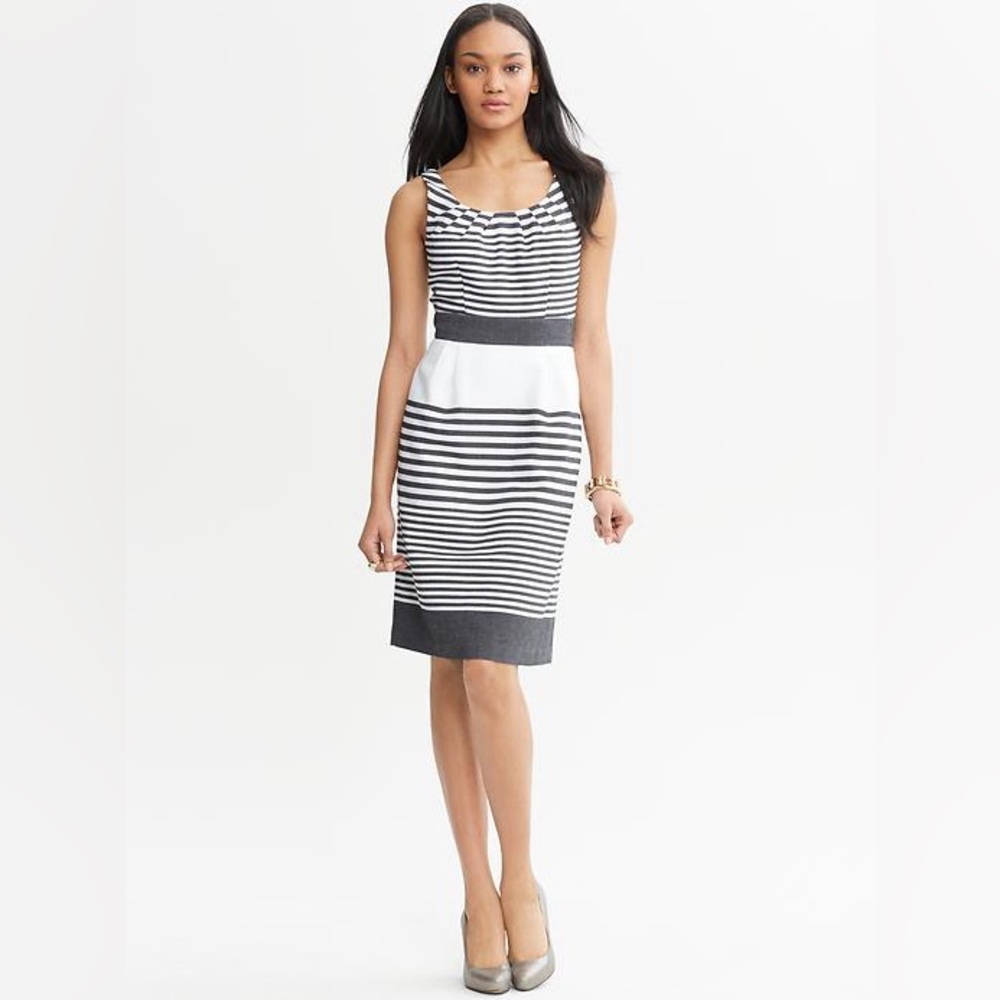 Banana Republic Italian Cotton Tank Dress, Size 4, Black and White